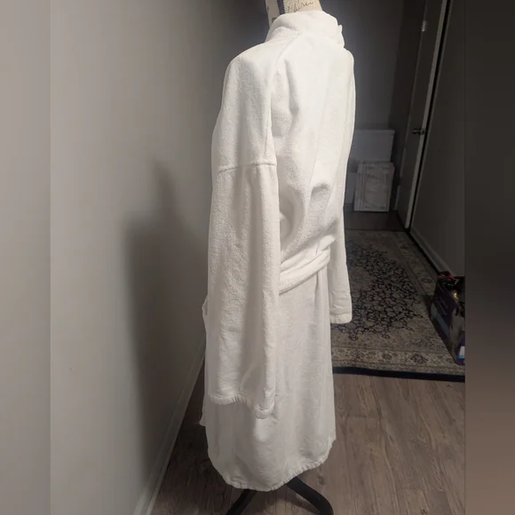 Mens Polo Ralph Lauren Bath Robe Size L/XL White Terry Cloth Pony Horse - Picture 8 of 14